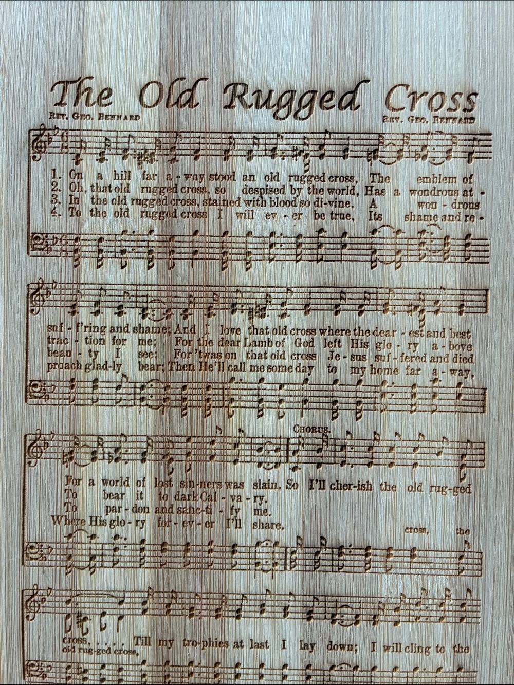 Bamboo Hymn Plaque engraved “The Old Rugged Cross" Sheet Music-like new! - Picture 4 of 4